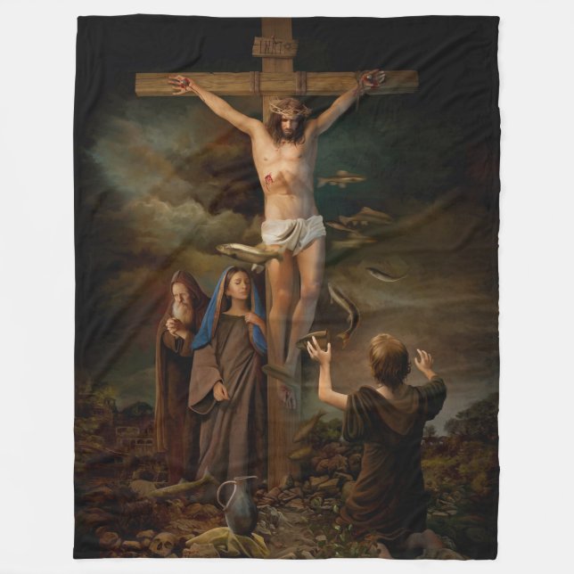 CHRIST auf dem CROSS Fleecedecke (Vorderseite)