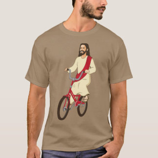 Christ auf einem Fahrrad Lustig Religiös Herr Jesu T-Shirt