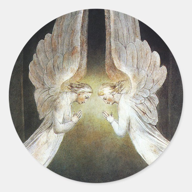 Christ Bewacht von Angels von William Blake Runder Aufkleber (Vorderseite)