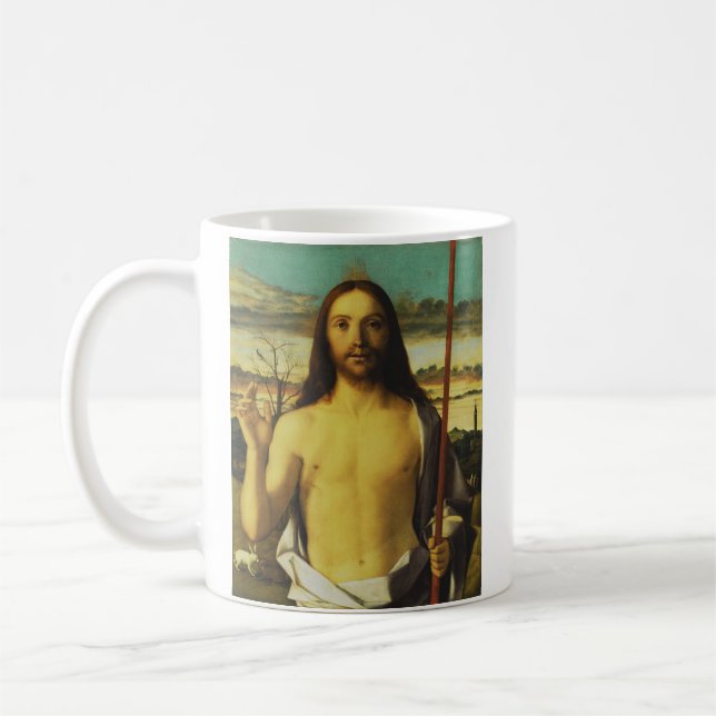 Christ Blessing von Giovanni Bellini Kaffeetasse (Links)