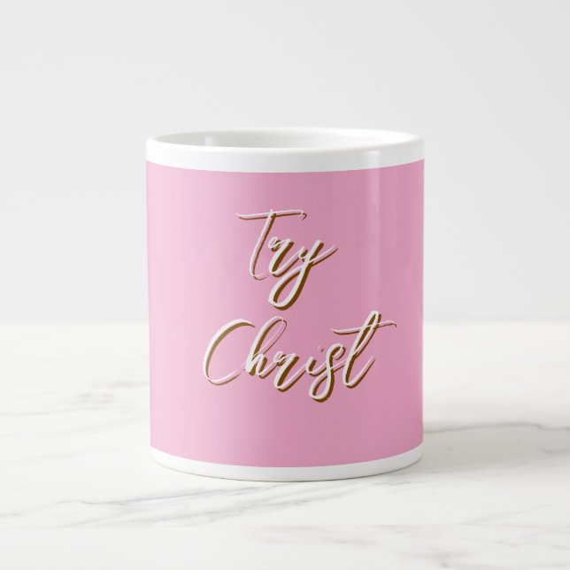 Christ Dark Pink Christlich versuchen Jumbo-Tasse (Vorderseite)