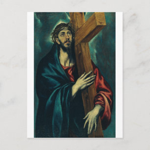 Christ, der das Kreuz von El Greco trägt Postkarte