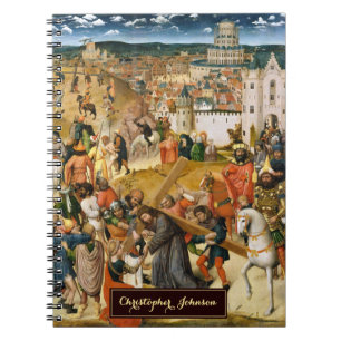 Christ, der die Cross Vintag Art Gold Monogram trä Notizblock