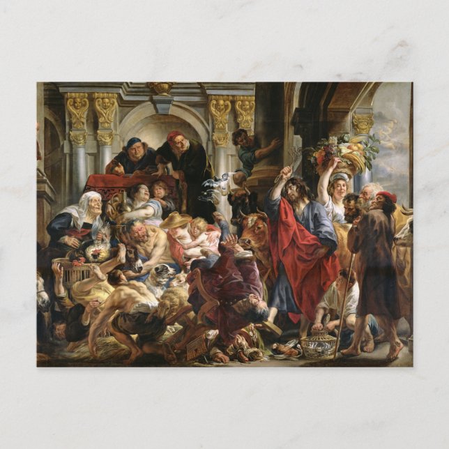 Christ, der die Händler aus dem Tempel treibt Postkarte (Vorderseite)