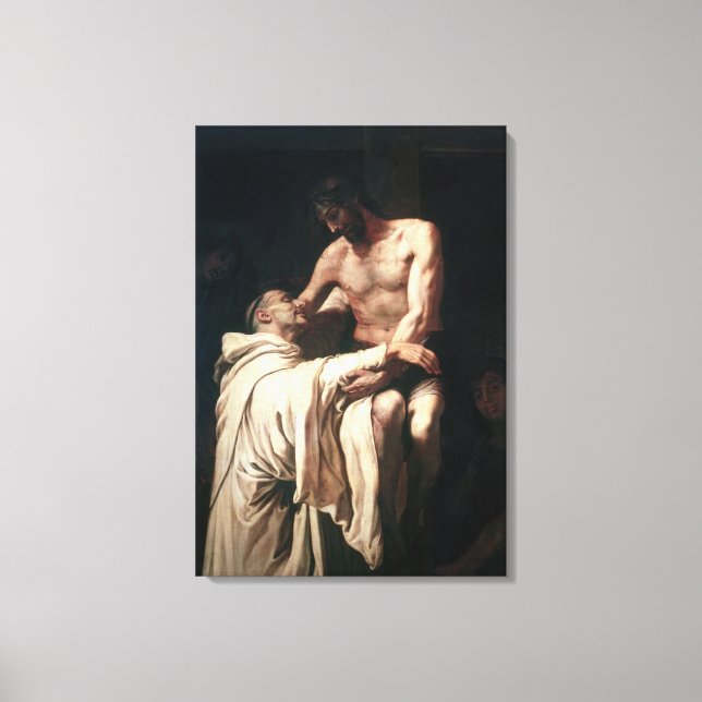 Christ Embracing St. Bernard Leinwanddruck (Vorderseite)
