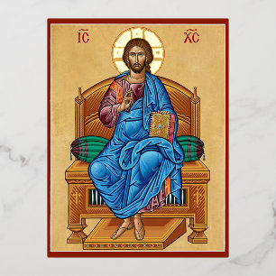 Christ enthusironisiert folie einladungspostkarte