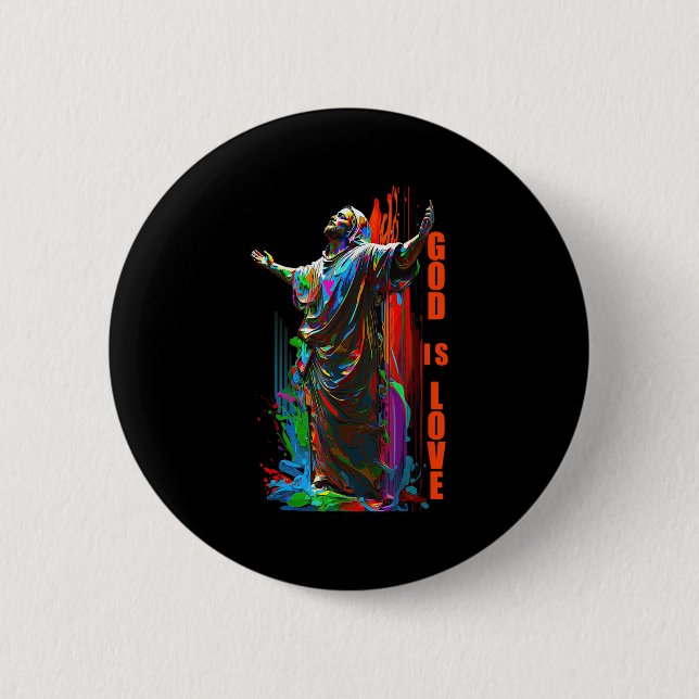 Christ God is Liebe Graffiti Design for Christlich Button (Vorderseite)