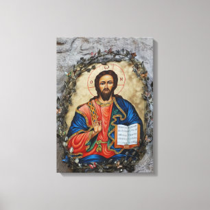 Christ Icon Höhle zeichnend Canvas Print Leinwanddruck
