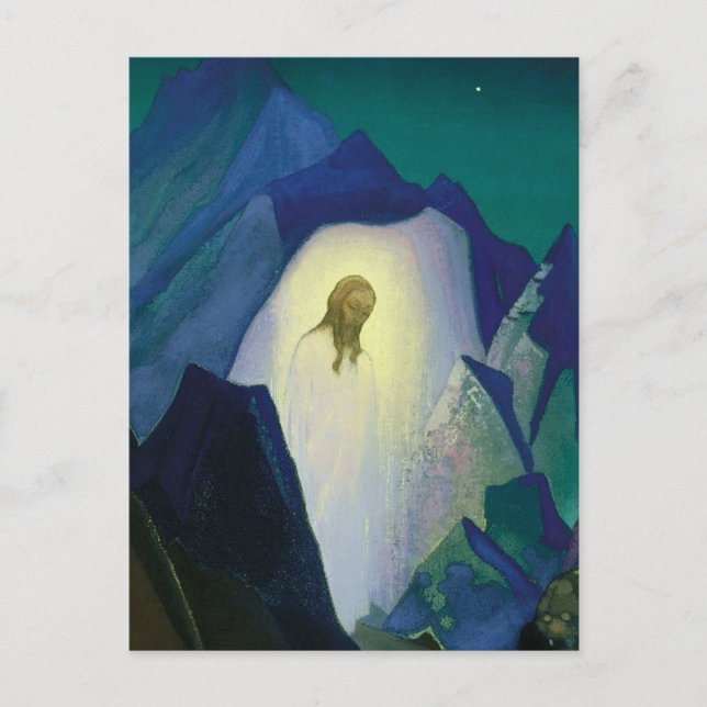 "Christ in der Wüste" von Nicholas Roerich Postkarte (Vorderseite)