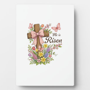 Christ ist auferstanden - Florales Kreuz religiös  Fotoplatte