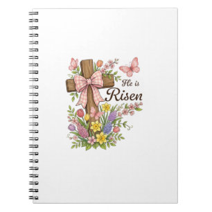 Christ ist auferstanden - Florales Kreuz religiös  Notizblock