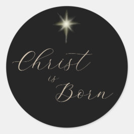 Christ ist Geboren Black Gold Religious Weihnachts Runder Aufkleber