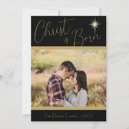 Christ ist Geboren Scripting Black Gold Weihnachts Feiertagskarte