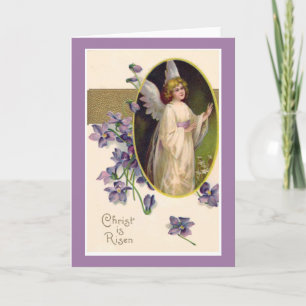 Christ ist Risen Angel Violets Vintag Feiertagskarte