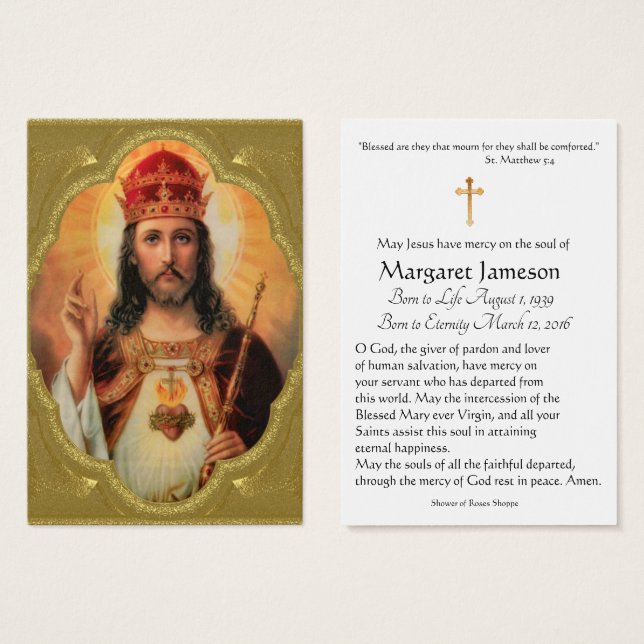 Christ King Katholic Beerdigung Gedenkkarte (Vorne & Hinten)
