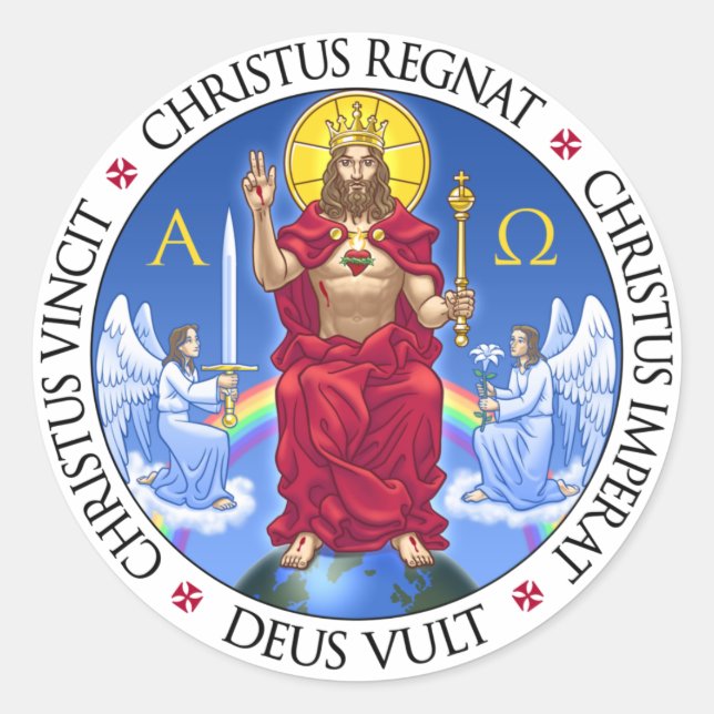 Christ le Roi - autocollant rond (Devant)