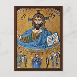Christ Pantocrator by Meister Von Cefalã¹ (Best Qu Postkarte
