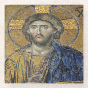 Christ Pantocrator Mosaic Iconic Religious Roman A Glasuntersetzer