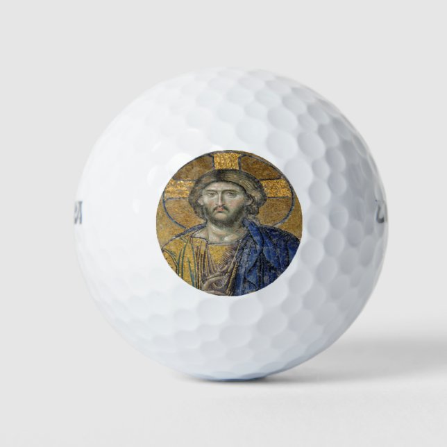 Christ Pantocrator Mosaic Iconic Religious Roman A Golfball (Vorderseite)