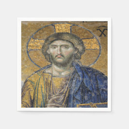 Christ Pantocrator Mosaic Iconic Religious Roman A Serviette