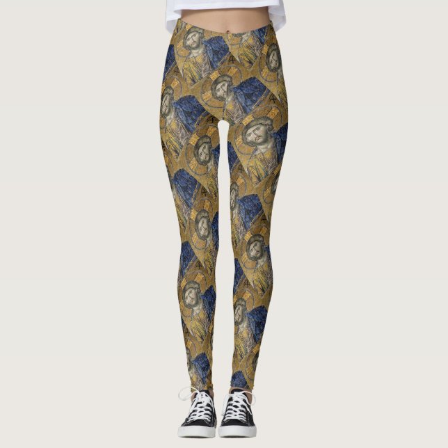 Christ Pantocrator Mosiac Iconic Religious Roman A Leggings (Vorderseite)