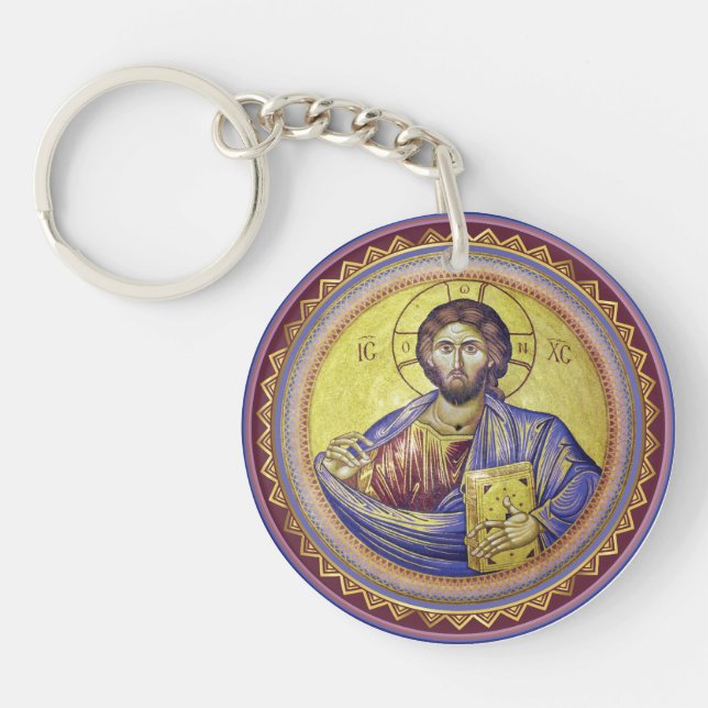 Christ Pantocrator Orthodox Icon Schlüsselanhänger (Vorderseite)