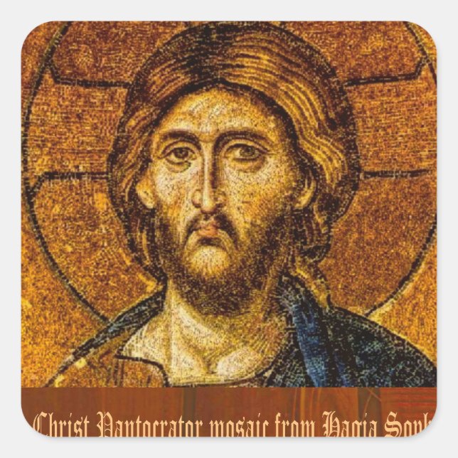 Christ Pantocrator Quadratischer Aufkleber (Vorderseite)