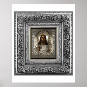 christ_pantocrator_silver_oklad_riza_russisch_symb poster