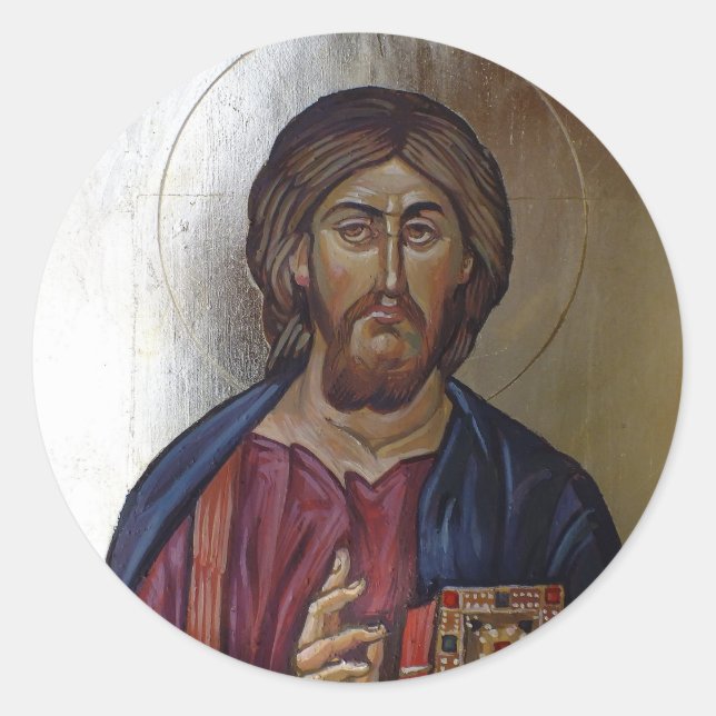Christ Pantocrator - Symbol für byzantinischen Sti Runder Aufkleber (Vorderseite)