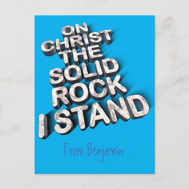 Christ Solid Rock christliche Bio-Zitat-Typografie Postkarte (Vorderseite)