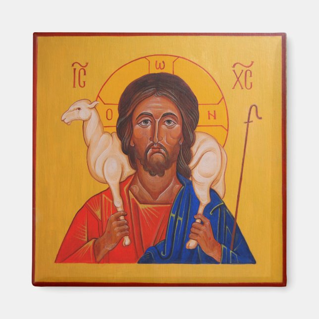 Christ the Good Shepherd Orthodox Icon Magnet (Vorne)