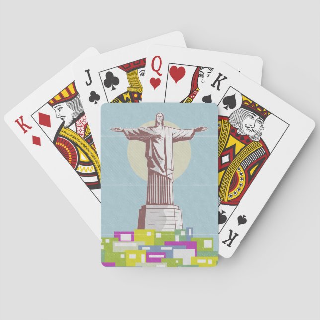 Christ the Redeemer Travel Poster Favela Spielkarten (Rückseite)
