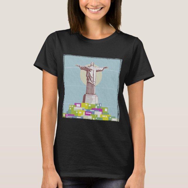 Christ the Redeemer Travel Poster Favela T-Shirt (Vorderseite)
