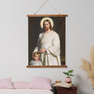 Christ und das junge Kind von Carl Heinrich Bloch Wandteppich Mit Holzrahmen
