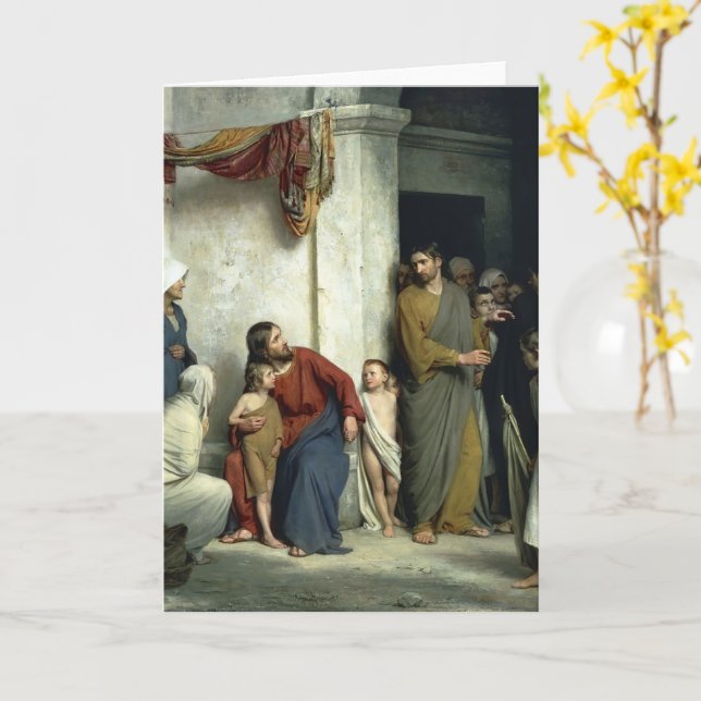 Christ und die Kinder von Carl Bloch Karte (Gelbe Blume)