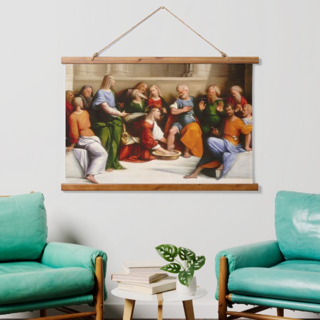 Christ Washing the Jüngerfühl, Garofalo Wandteppich Mit Holzrahmen (Wohnzimmer)