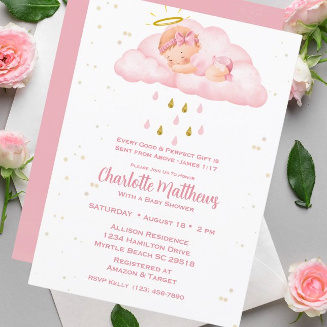 Christain Religious Heavent Sent Girls Baby Shower Einladung (Von Creator hochgeladen)