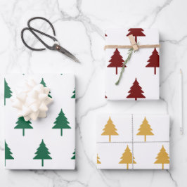 Christbaum Drei Farben Geschenkpapier Set