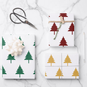 Christbaum Drei Farben Geschenkpapier Set