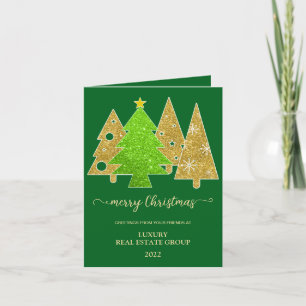 Christbaum   Minimalistisch   Gold glänzendes Gesc Feiertagskarte