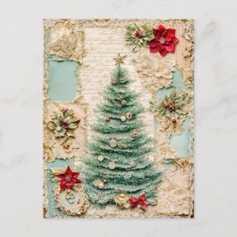 Christbaum mit Dekorationen Feiertagspostkarte