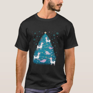 Christbaum Narwhals Llamas Holiday Girls T-Shirt