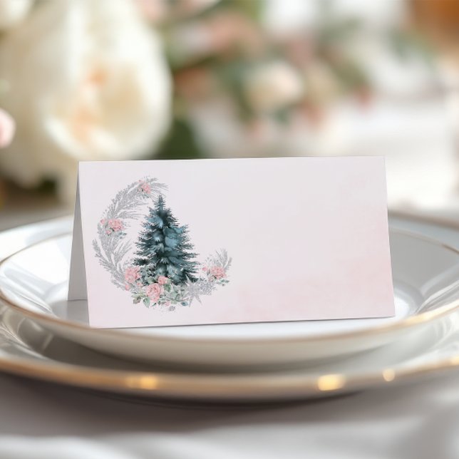 Christbaum Rosa Silber Platzkarte (Von Creator hochgeladen)