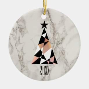 Christbaum Rose Gold Marmor Keramik Ornament
