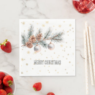 Christbaum-Zapfen-Ornamente Gold-Schneeflocke Serviette