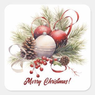 Christbaumschmuck Zapfen Quadratischer Aufkleber