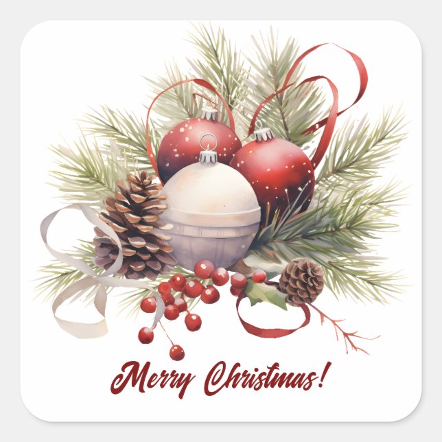 Christbaumschmuck Zapfen Quadratischer Aufkleber (Vorderseite)