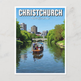 Christchurch Neuseeland Avon River Punting Postkarte