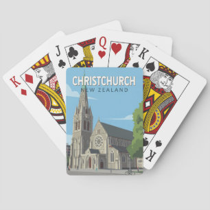 Christchurch Neuseeland Illustration Reise Kunst Spielkarten