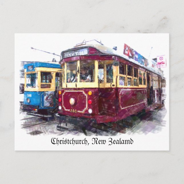 Christchurch Tram Postcard Postkarte (Vorderseite)